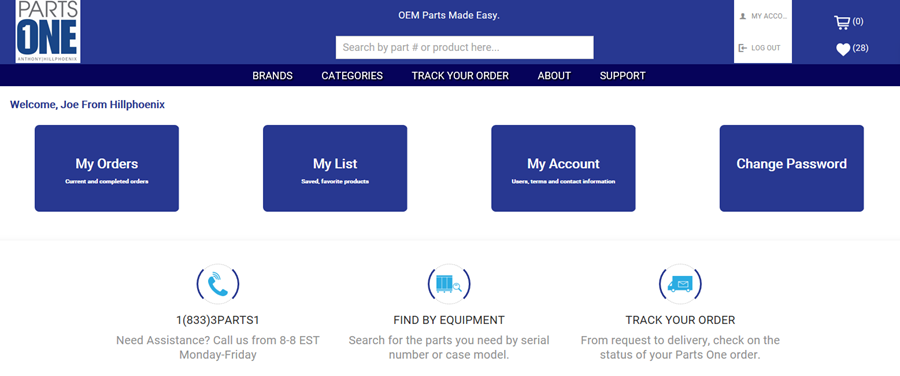 Welcome to PartsOneStore.com Where You Can Find, Buy and Track Your OEM Parts Orders